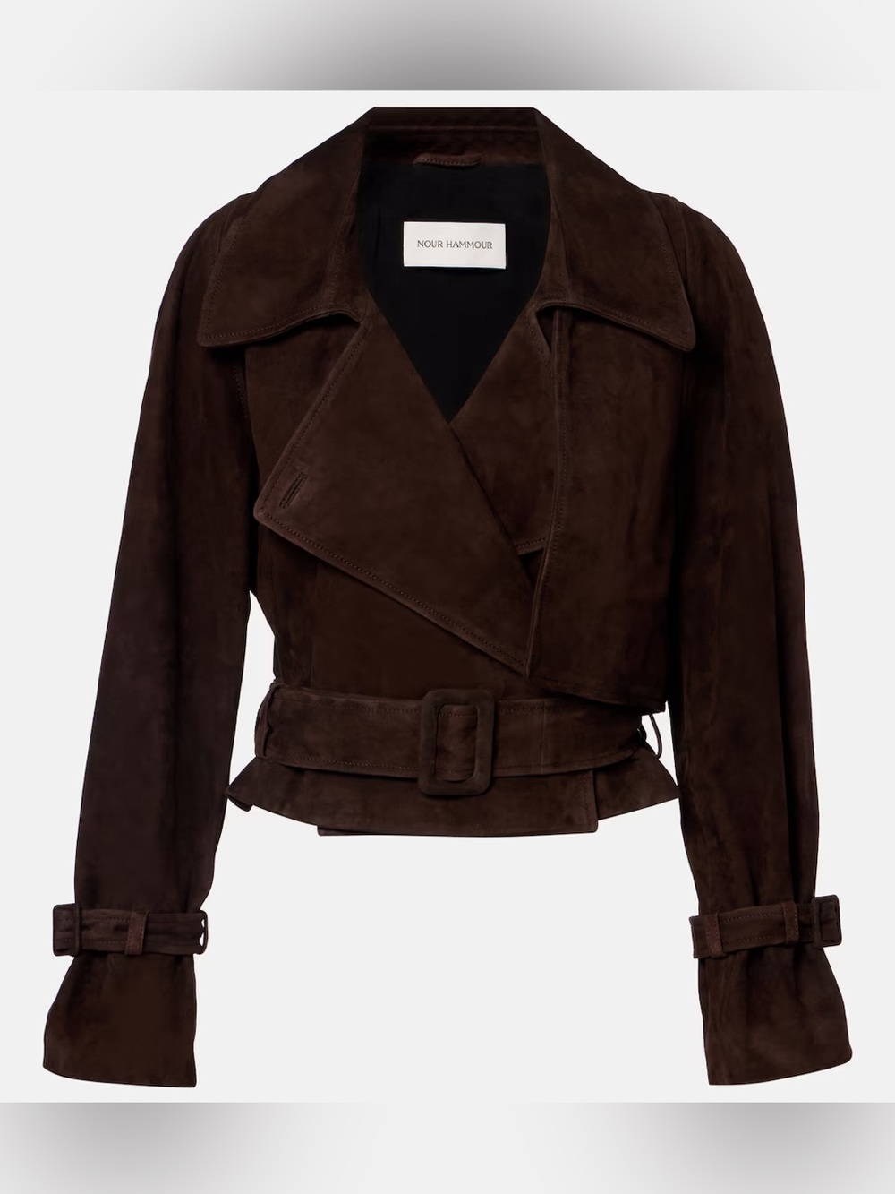 Nour Hammour Hatti Cropped Suede Jacket in chocolate brown - Picture 12 of 16